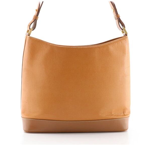 Burberry Brown Textured Leather Shoulder Bag Gold Hardware Logo Lining Authentic - Picture 4 of 10